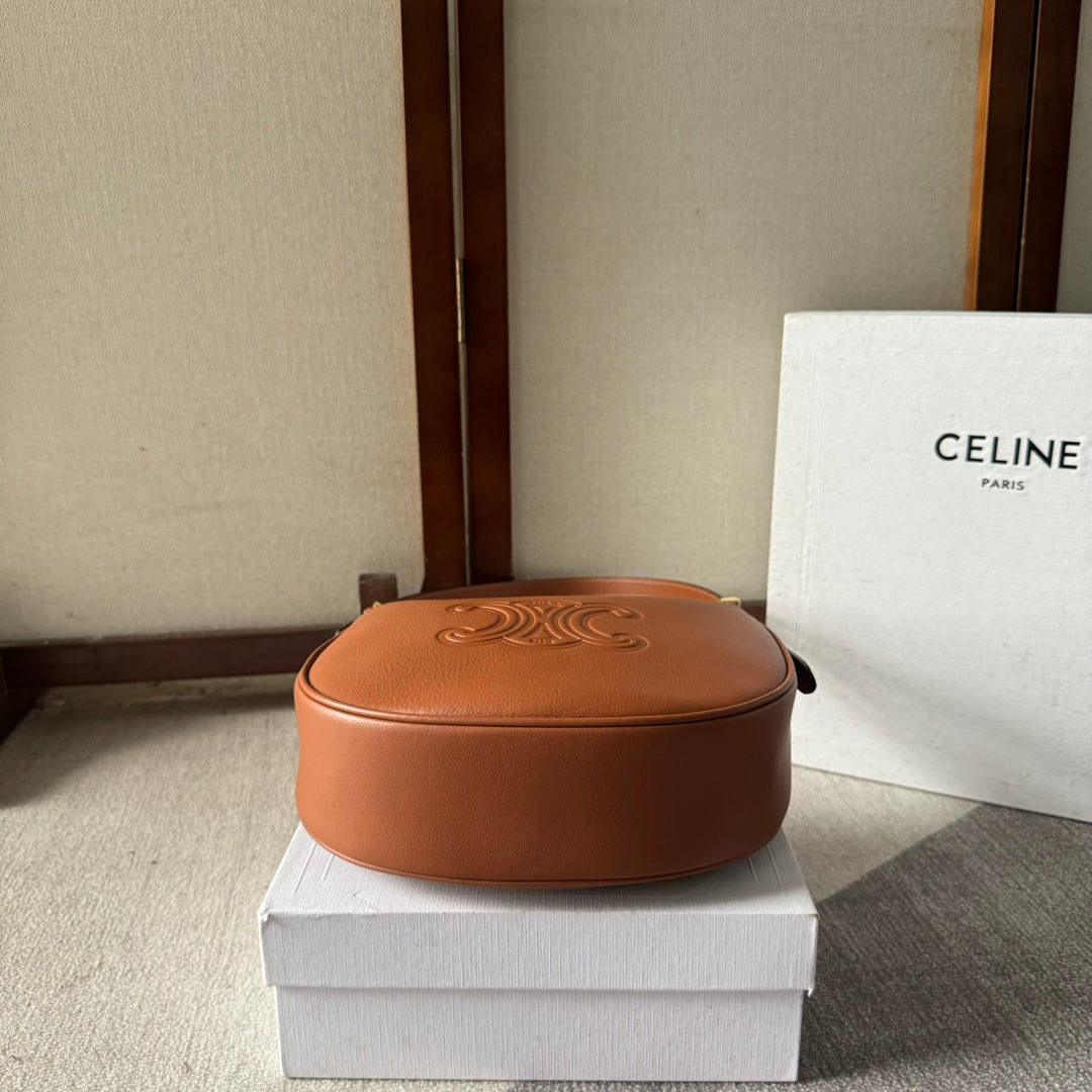SMALL HELOÏSE BAG CUIR 22 IN GINGER ORANGE CALFSKIN EMBOSSED LOGO
