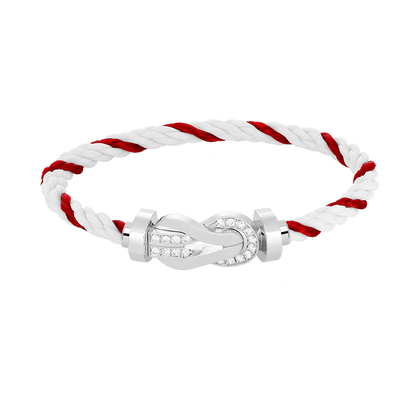 [baslovejewels]CHANCE LARGE 8 FIGURE BUCKLE HALF DIAMOND BRACELET SILVER