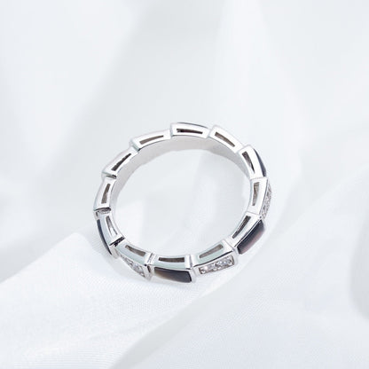 [baslovejewels]SERPENTI RING SILVER  DIAMOND BLACK MOP 3MM