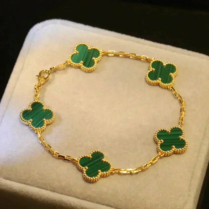 [AURORA]CLOVER 5 MOTIF MALACHITE BRACELET COLLECTION