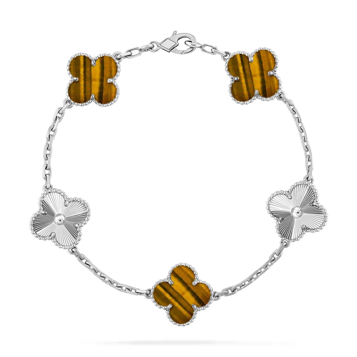 [AURORA]CLOVER 5 MOTIFS TIGER EYE BRACELET COLLECTION