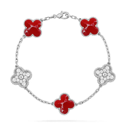[AURORA]CLOVER 5 MOTIF RED PATTERN BRACELET COLLECTION