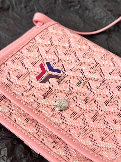 PLUMET POCKET WALLET 20 IN PINK GOYARDINE CANVAS AND LAMBSKIN TRIM