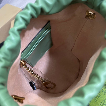 GG MARMONT 17 BUCKET BAG IN LIGHT GREEN CALFSKIN