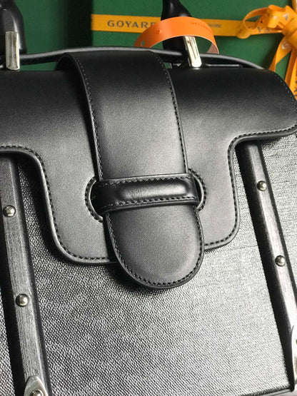 SAÏGON PM BAG 28 IN BLACK GOYARDINE CANVAS AND CALFSKIN