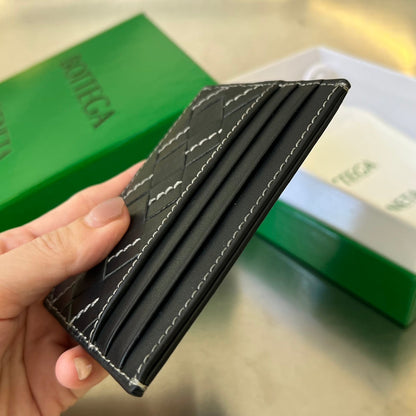 INTRECCIATO 10 CREDIT CARD CASE IN BLACK LAMBSKIN