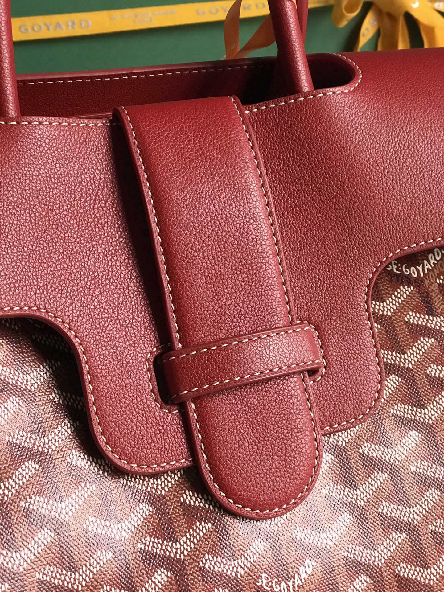 SAIGON SOUPLE BAG 34 IN PERSIAN RED GOYARDINE CANVAS AND CALFSKIN