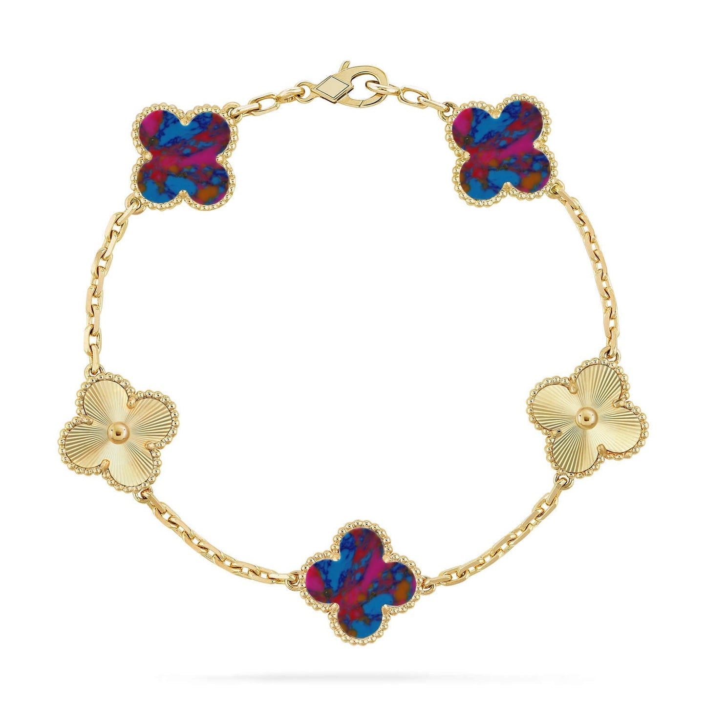 [AURORA]CLOVER 5 MOTIF COLOR GEMSTONES BRACELET COLLECTION