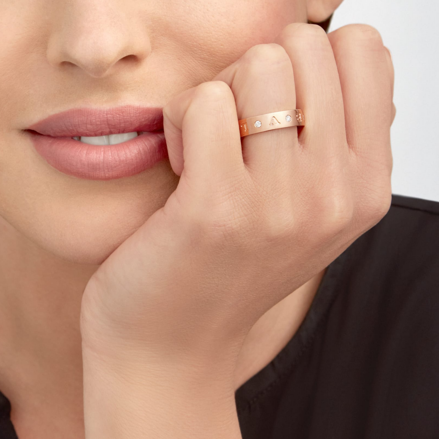 [baslovejewels]ZERO 1 ESSENTIAL PINK GOLD BAND WITH DIAMONDS RING