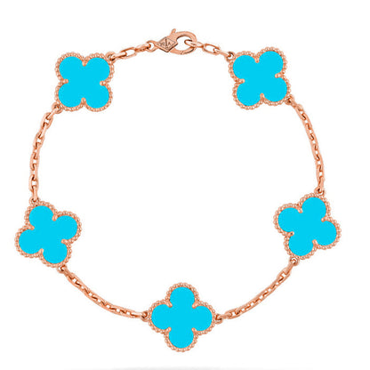 [AURORA] CLOVER 5 MOTIF TURQUOISE BRACELET COLLECTION