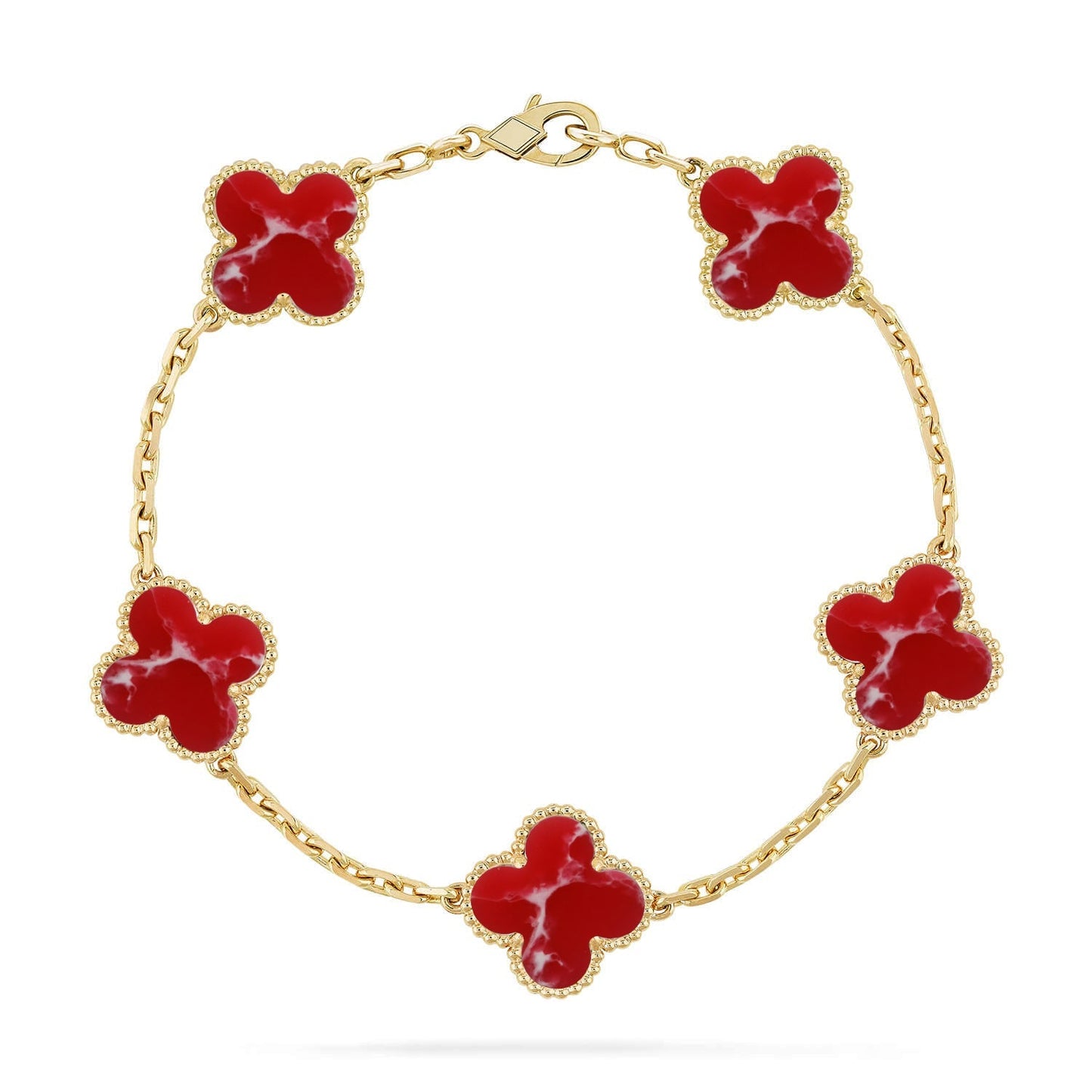 [AURORA]CLOVER 5 MOTIF RED PATTERN BRACELET COLLECTION