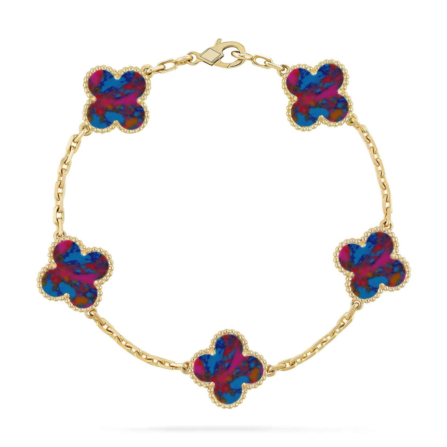 [AURORA]CLOVER 5 MOTIF COLOR GEMSTONES BRACELET COLLECTION