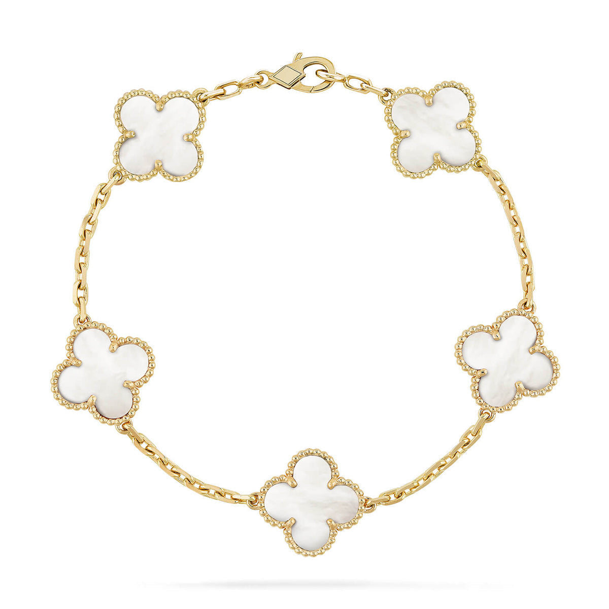 [AURORA]CLOVER WHITE PEARL MOP 5 MOTIF BRACELET COLLECTION