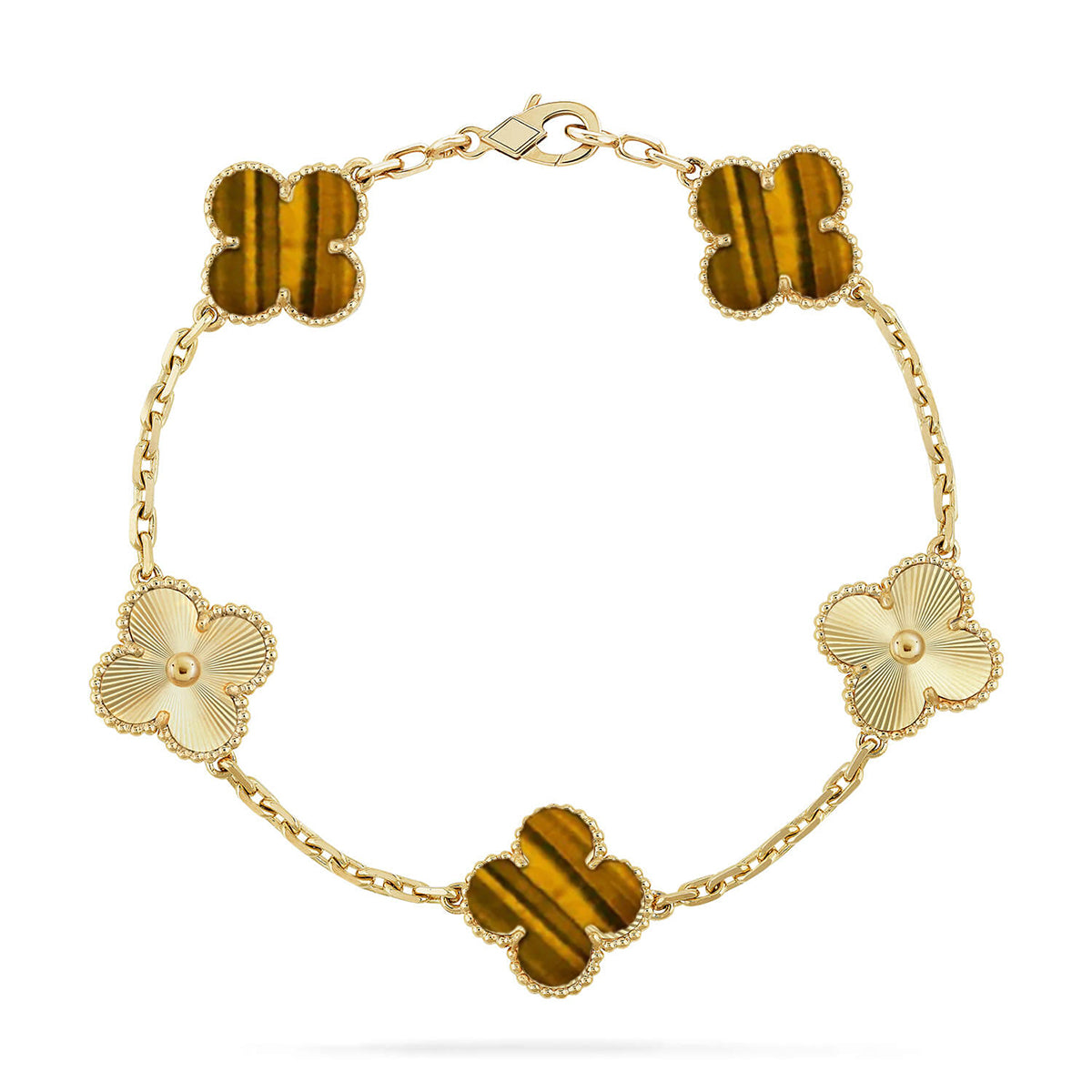 [AURORA]CLOVER 5 MOTIFS TIGER EYE BRACELET COLLECTION