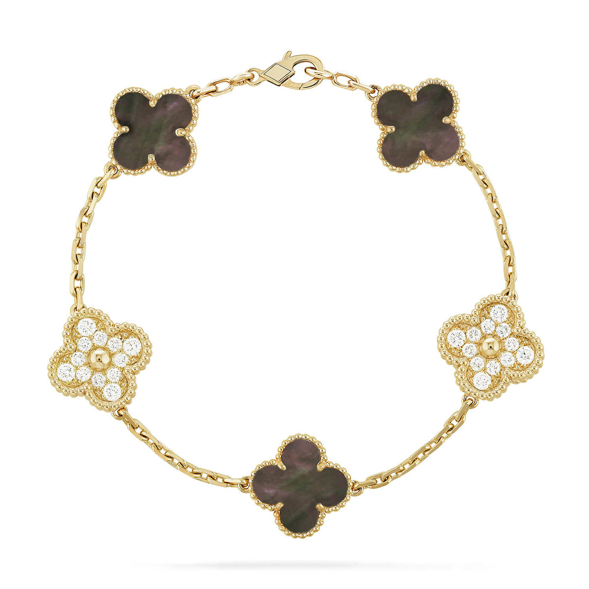 [AURORA]CLOVER 5 MOTIF GRAY MOP BRACELET COLLECTION