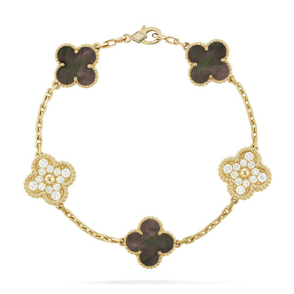[AURORA]CLOVER 5 MOTIF GRAY MOP BRACELET COLLECTION