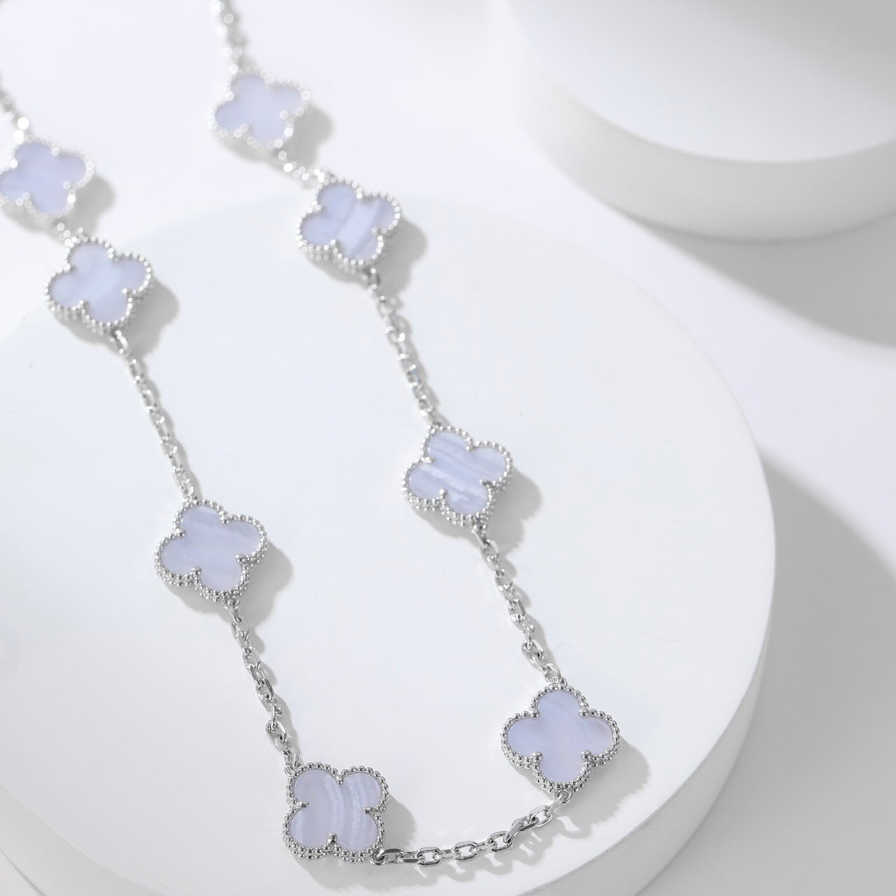 [basloveJW]CLOVER 10 MOTIVE LILA CHALCEDON HALSKETTE