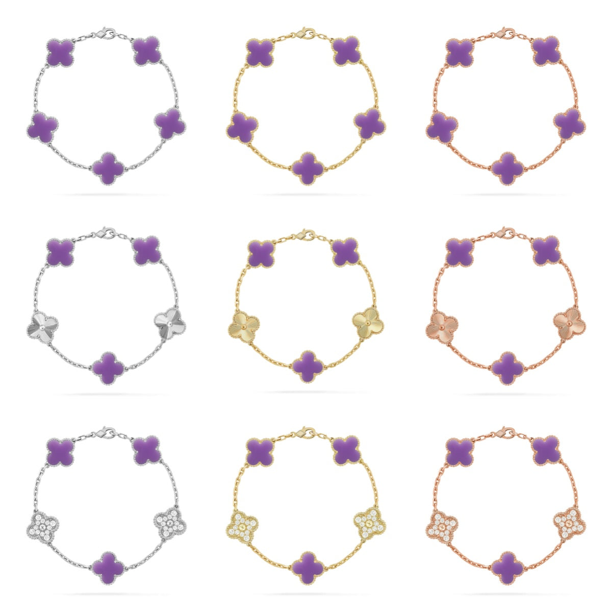 [AURORA]CLOVER 5 MOTIF LIGHT PURPLE BRACELET COLLECTION