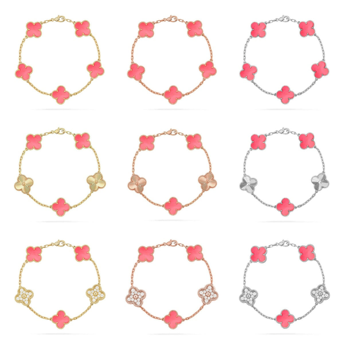 [AURORA]CLOVER 5 MOTIFS  PINK MOP BRACELET COLLECTION