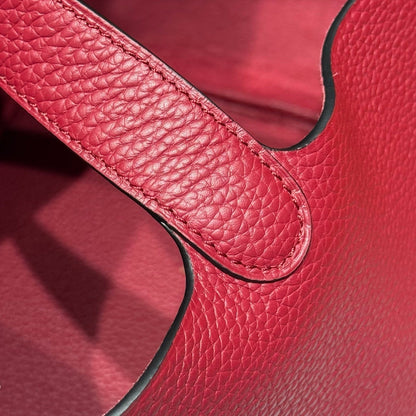 HERMES 25S PICOTIN LOCK 22 IN ROSSO ANCORA RED CALFSKIN GOLD HARDWARE