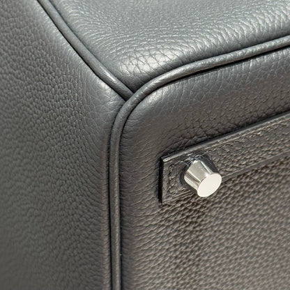 HERMES 25S MEDIUM BIRKIN 25 IN CHARCOAL GRAY CALFSKIN SILVER HARDWARE