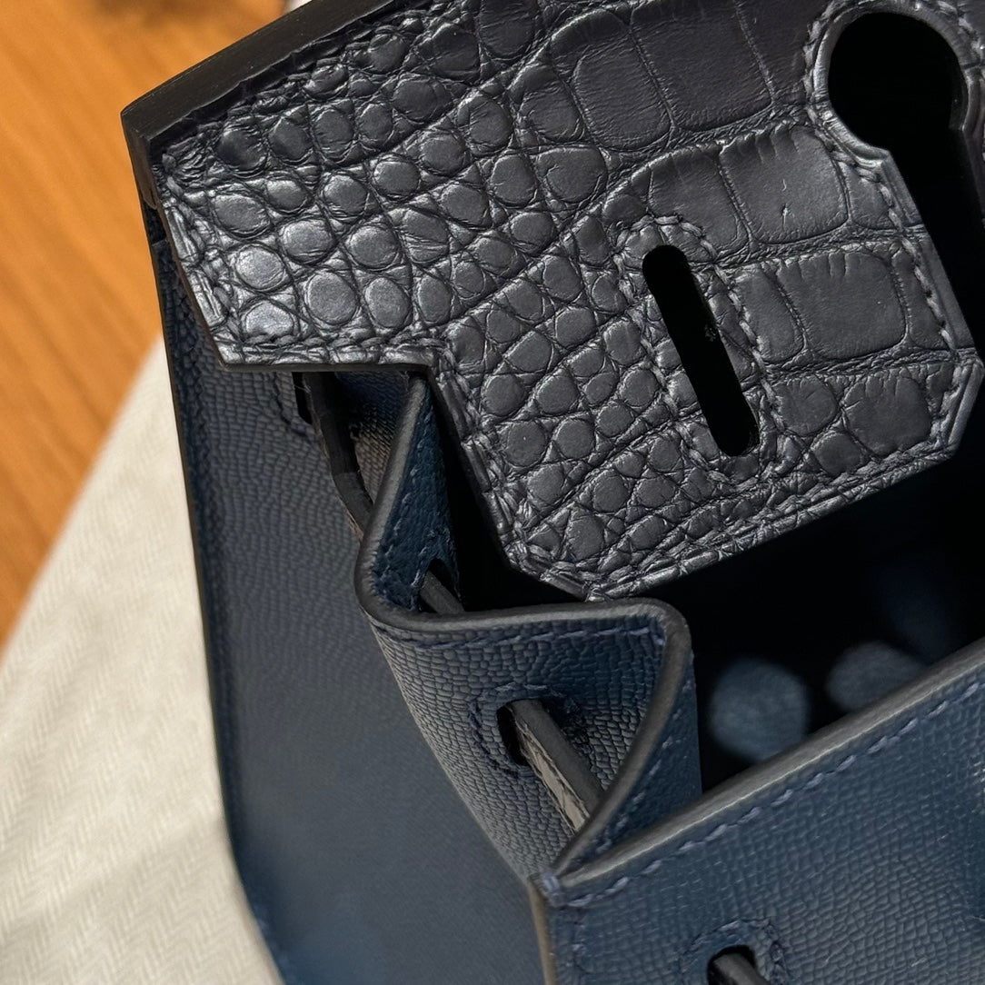 BIRKIN FAUBOURG TOUCH 20 IN NAVY BLUE CALFSKIN WITH SILVER HARDWARE (MADE-TO-ODER)
