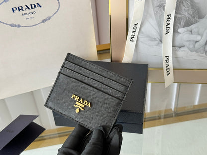 PRA 10 CARD HOLDER IN BLACK CALFSKIN