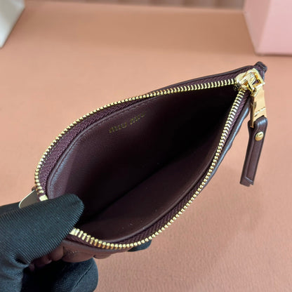 MATELASSÉ LEATHER ENVELOPE WALLET DARK BROWN