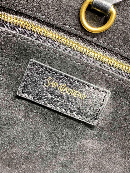 Y TOTE BAG 39 IN BLACK CALFSKIN