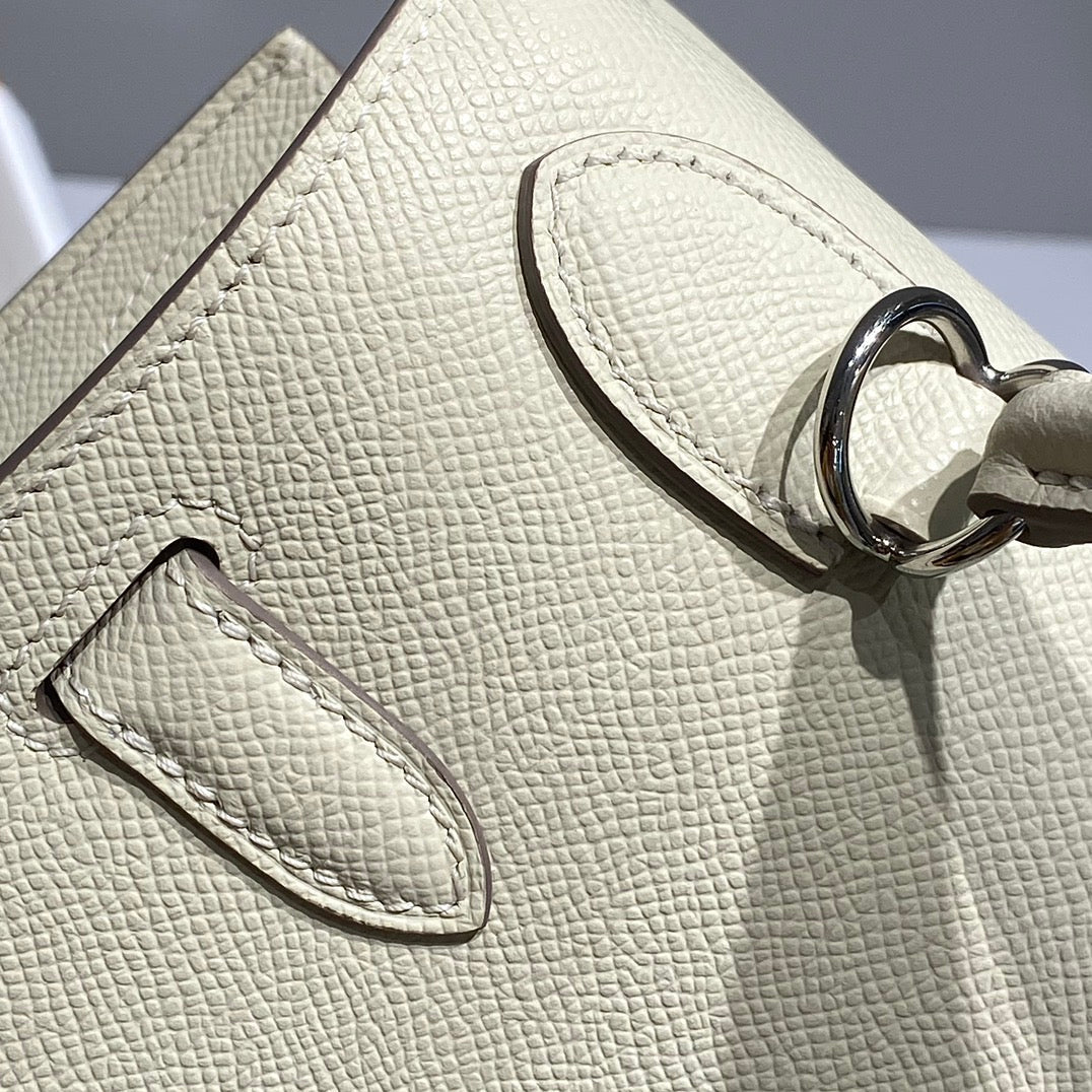 KELLY 28CM IN NATA EPSOM CALFSKIN SILVER HARDWARE