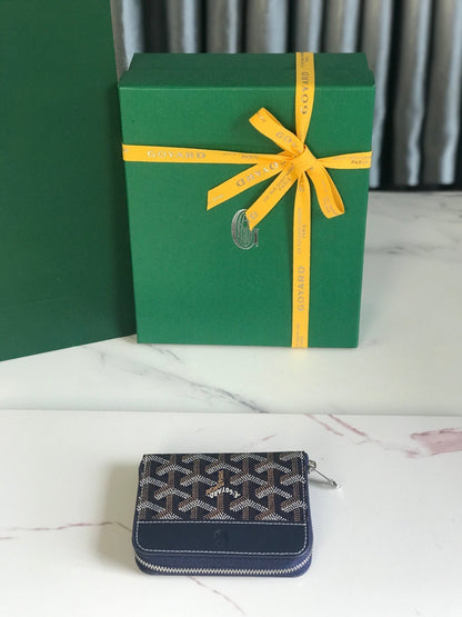 MATIGNON MINI WALLET 11 IN NAVY BLUE GOYARDINE CANVAS AND CALFSKIN